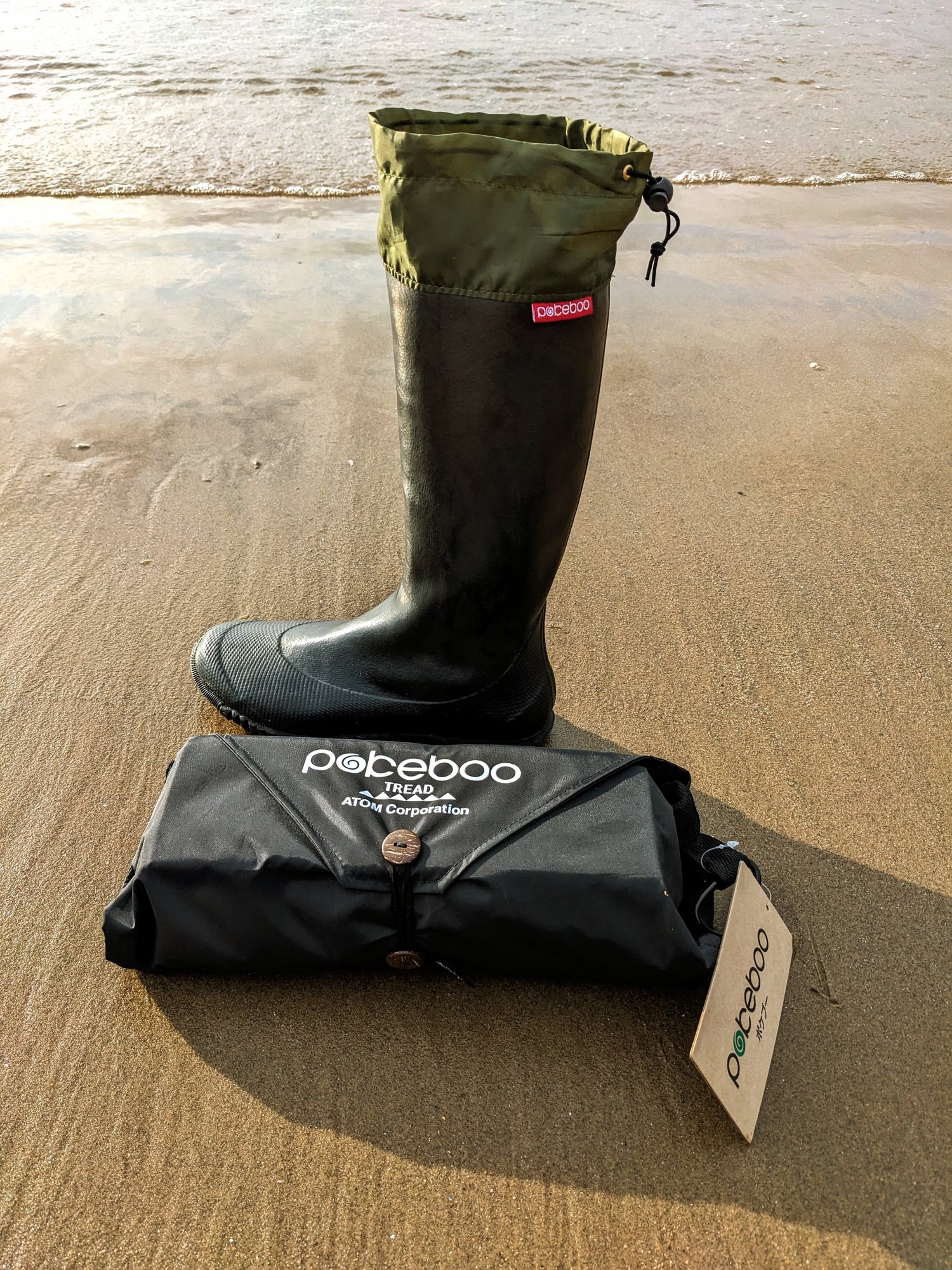 Pokeboo TREAD Boots at the seaside on the beach