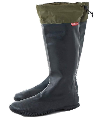 A pair of Pokeboo TREAD Packable Boots standing up on their own with a white background